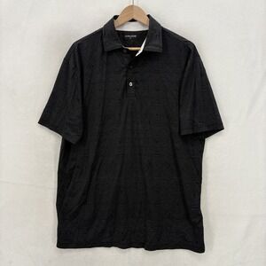 Druids Golf Polo Shirt Mens XL Black Geometric Stretch Performance Casual Travel